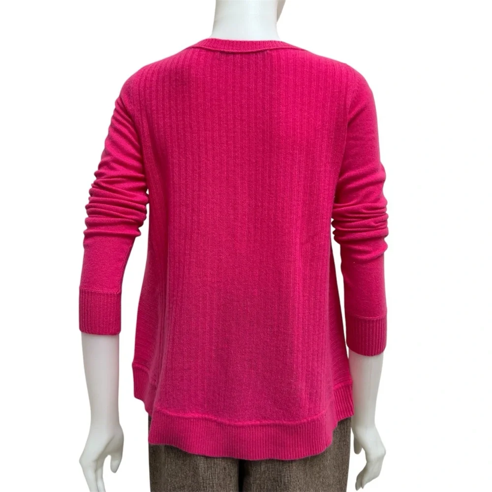 DVF 100% Cashmere Hot Flamingo Pink Sweather Sz Petite Hi-Low Barbie Doll‎